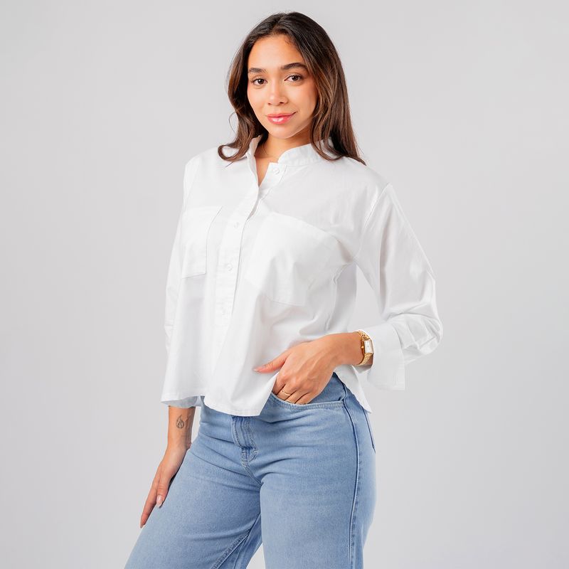 ROXJES JEANS - Blusa Oversize Cuello Chino Mujer Roxjes