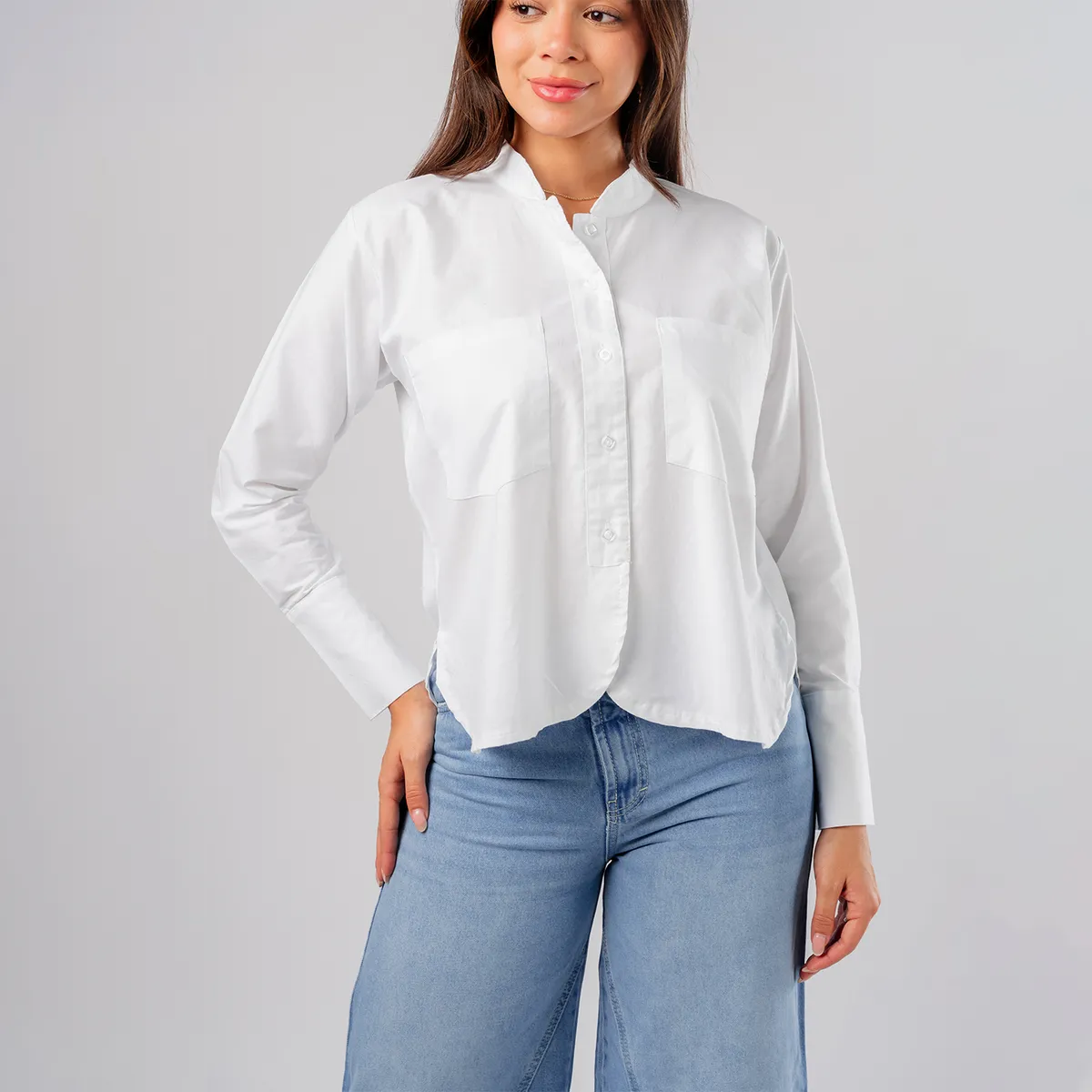 ROXJES JEANS - Blusa Oversize Cuello Chino Mujer Roxjes