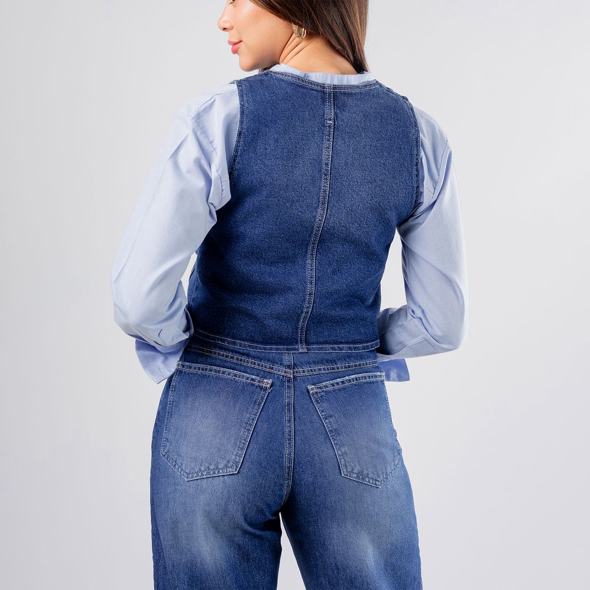 ROXJES JEANS - Corset Chaleco Corto Denim Mujer