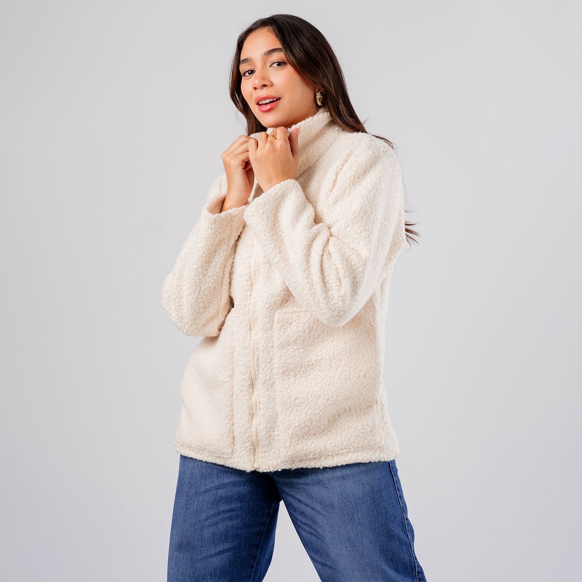 ROXJES JEANS - Casaca Carnero Casual Oversize Mujer