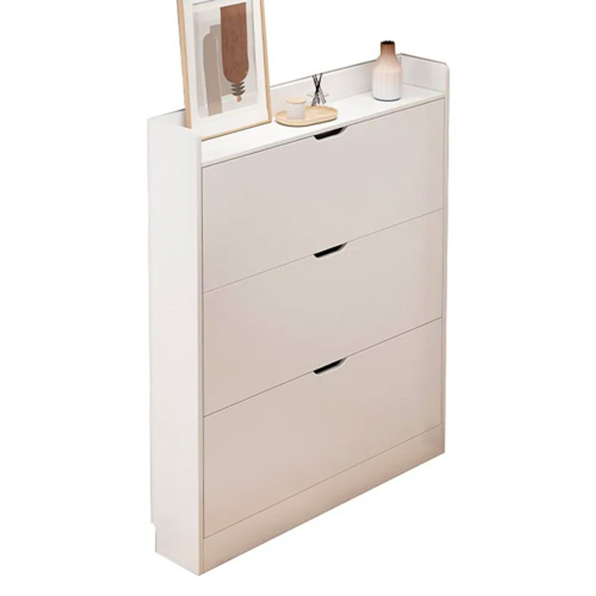 GENERICO - Zapatera Blanca Moderna 4 Niveles Tipo Abatible Para Hogar