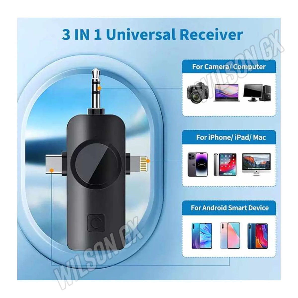 GENERICO - Microfono solapero doble USB-C Lightning y Auxiliar Iphone Android