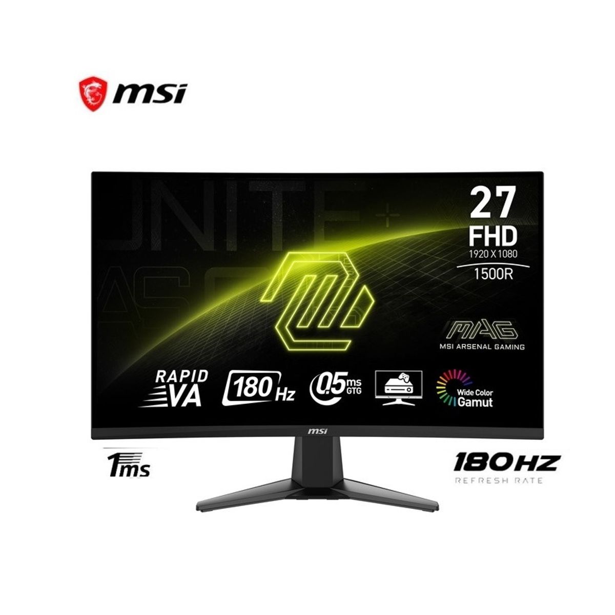 MSI - MONITOR GAMER CURVO MSI 27 MAG27C6F FULL HD PANEL VA 180HZ 0.5MS