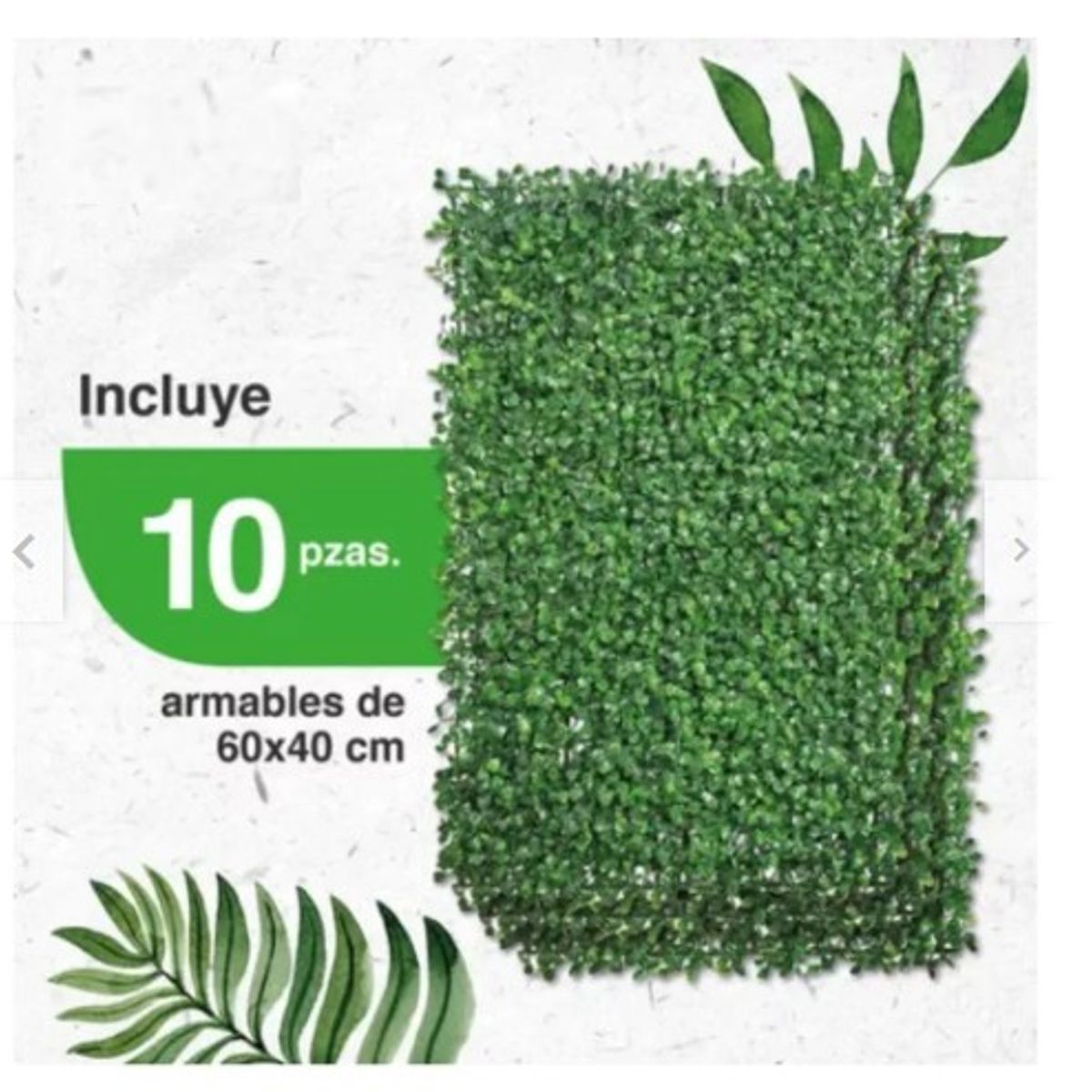GENERICO - Tapete de Follaje Artificial Jardín 40x60cm Pack X 10 Unidades