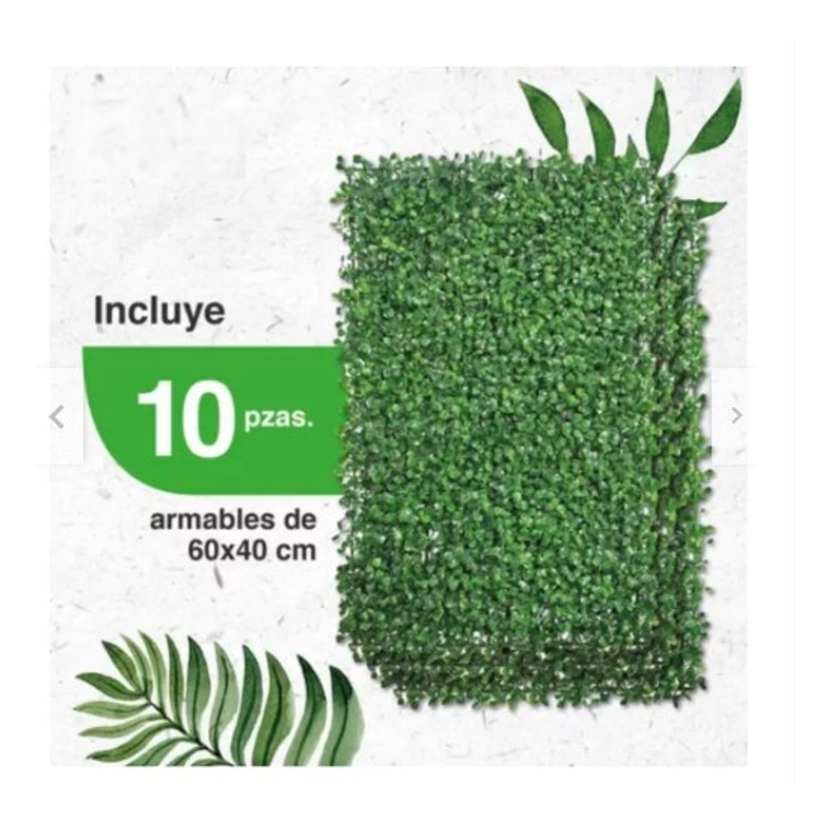 GENERICO - Tapete de Follaje Artificial Jardín 40x60cm Pack X 10 Unidades