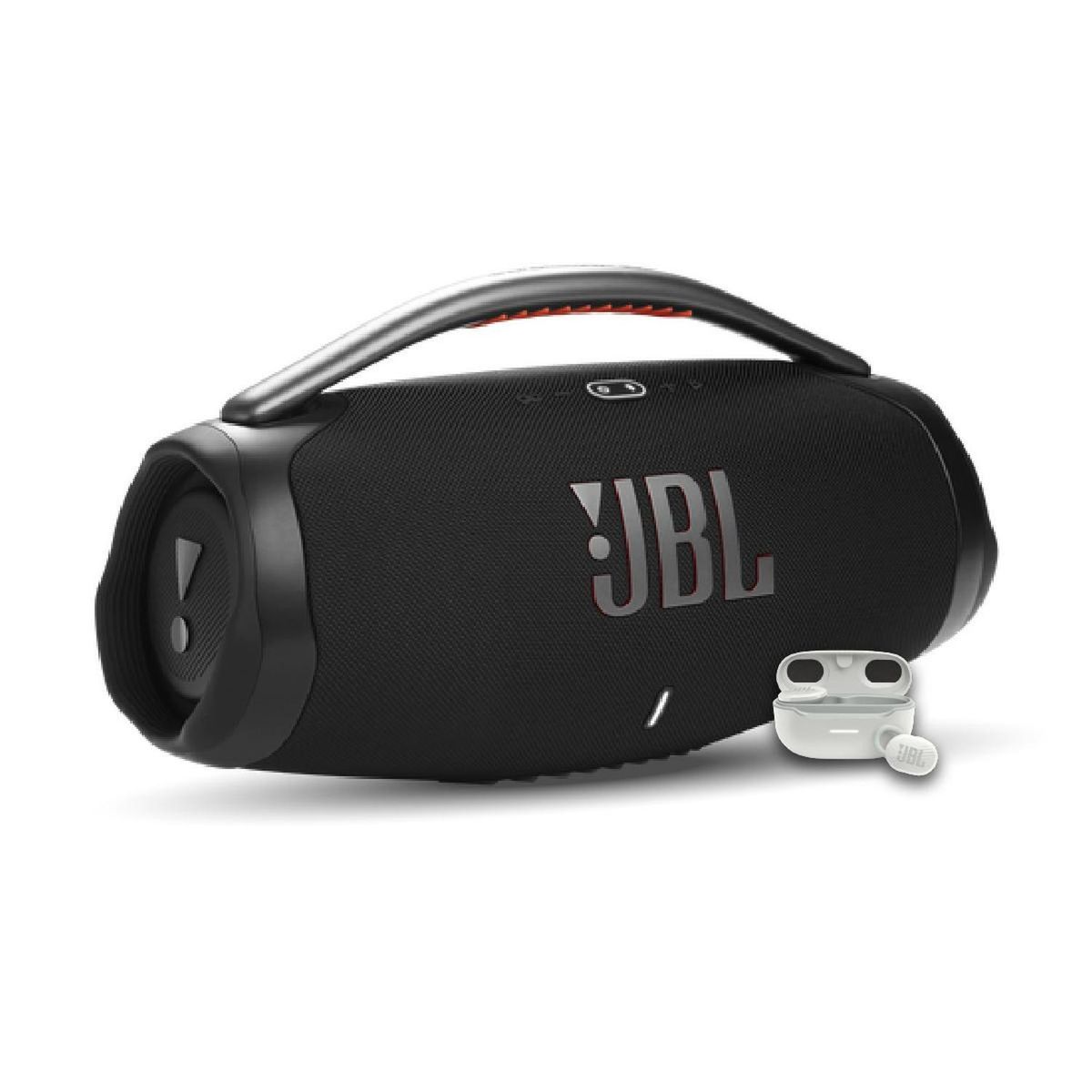 JBL - Combo JBL Parlante Boombox 3 BT Negro + Audifonos NC Endurance Race 2 Blanco