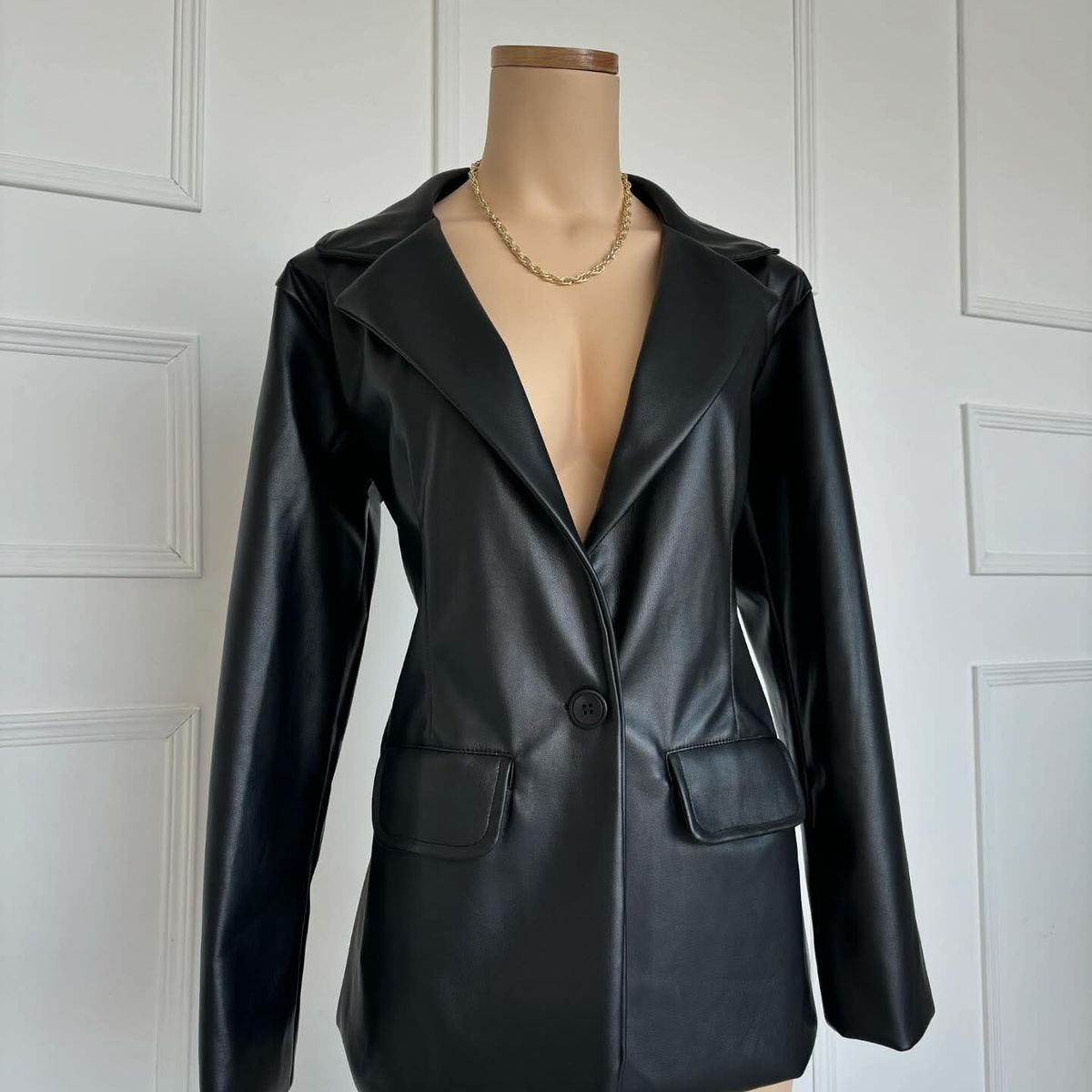 GENERICO - BLAZER OVERSIZE CUERINA PARA MUJER ELEGANTE