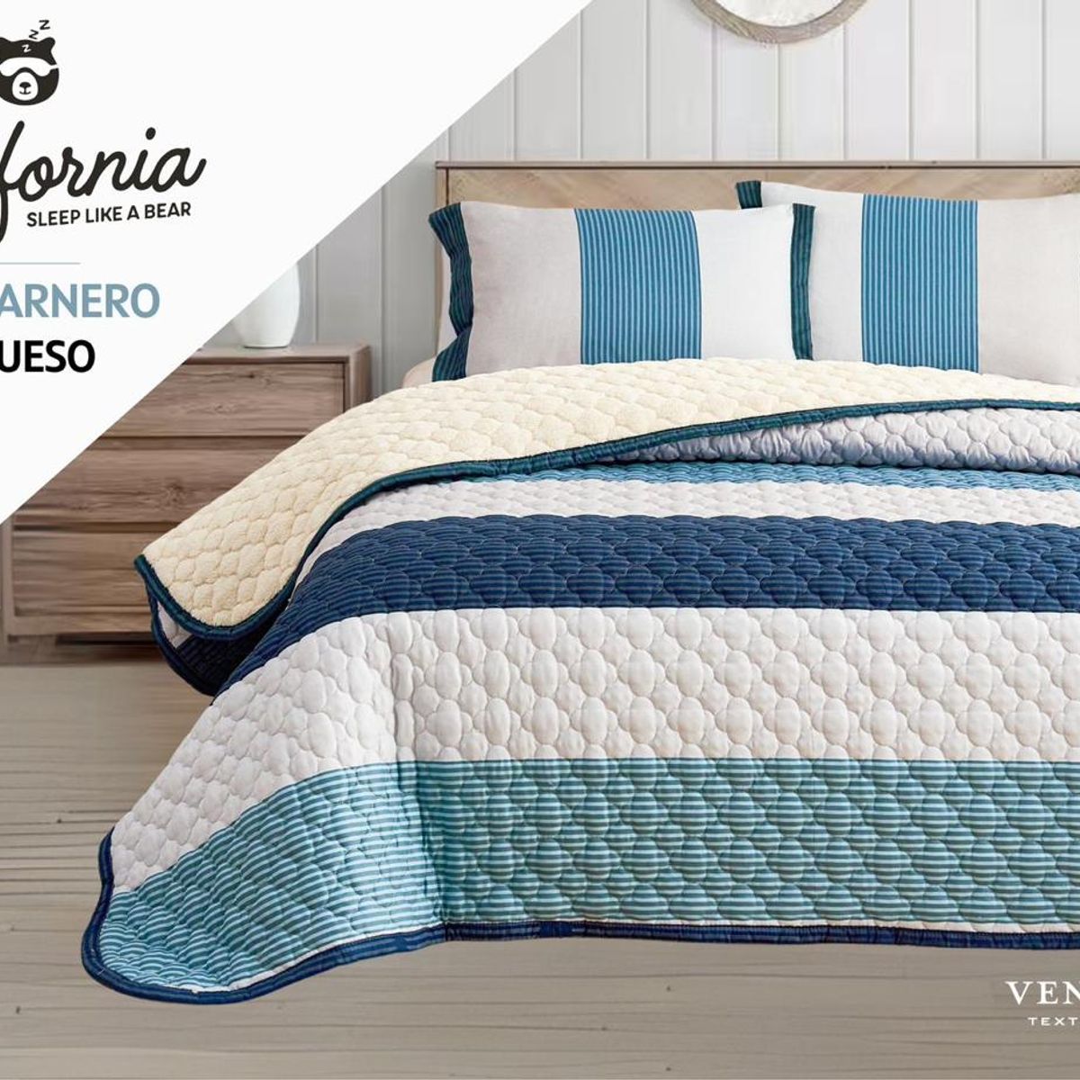 VENEZIA - Set Cobertor 2Pz Tela con Carnero + Sabanas y Fundas 100 % Calidad