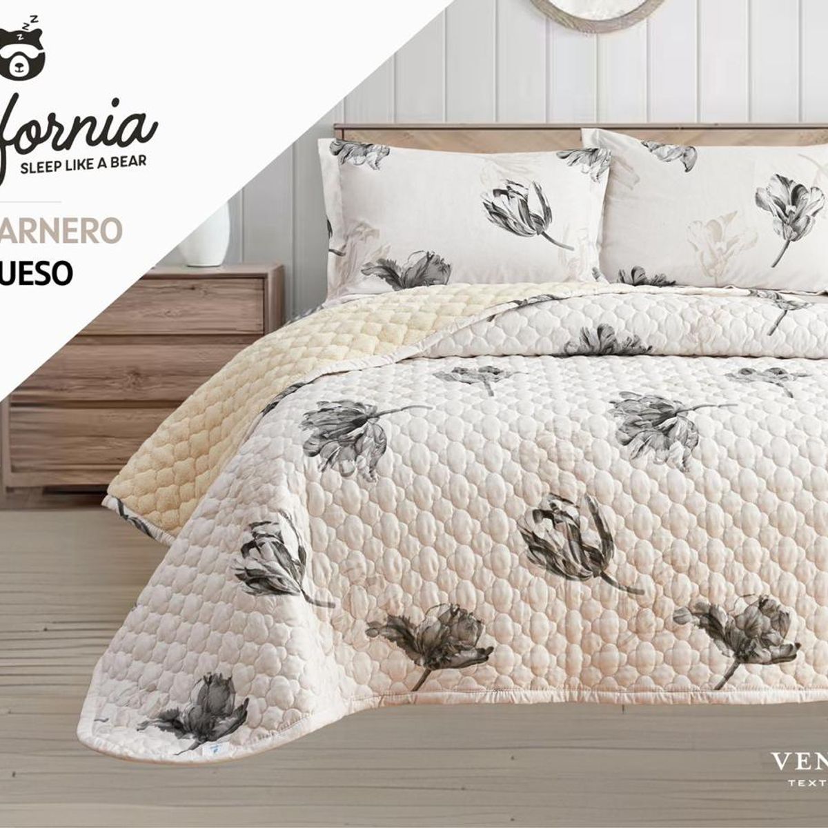 VENEZIA - Set Cobertor 2Pz Tela con Carnero + Sabanas y Fundas 100 % Calidad