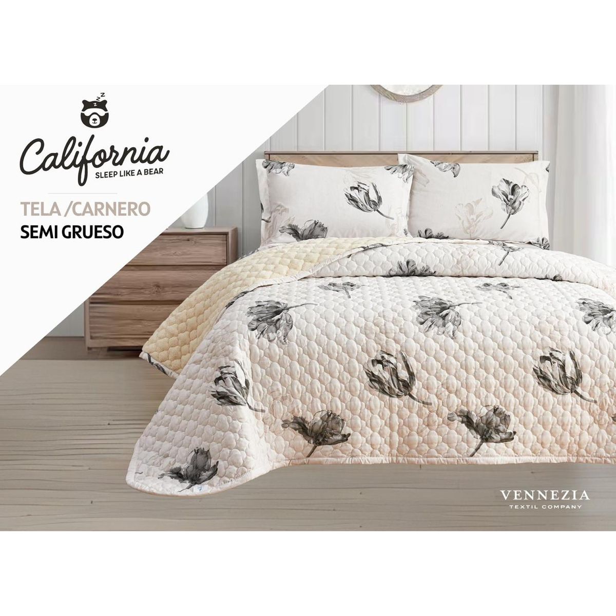 VENEZIA - Set Cobertor 2Pz Tela con Carnero + Sabanas y Fundas 100 % Calidad