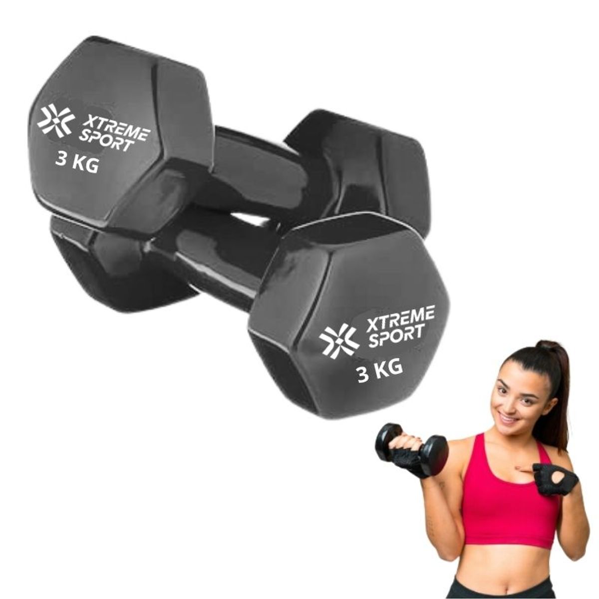 XTREME SPORT - Mancuernas Xtreme Sport Pesas De 3 kg Fitness De Vinil X2