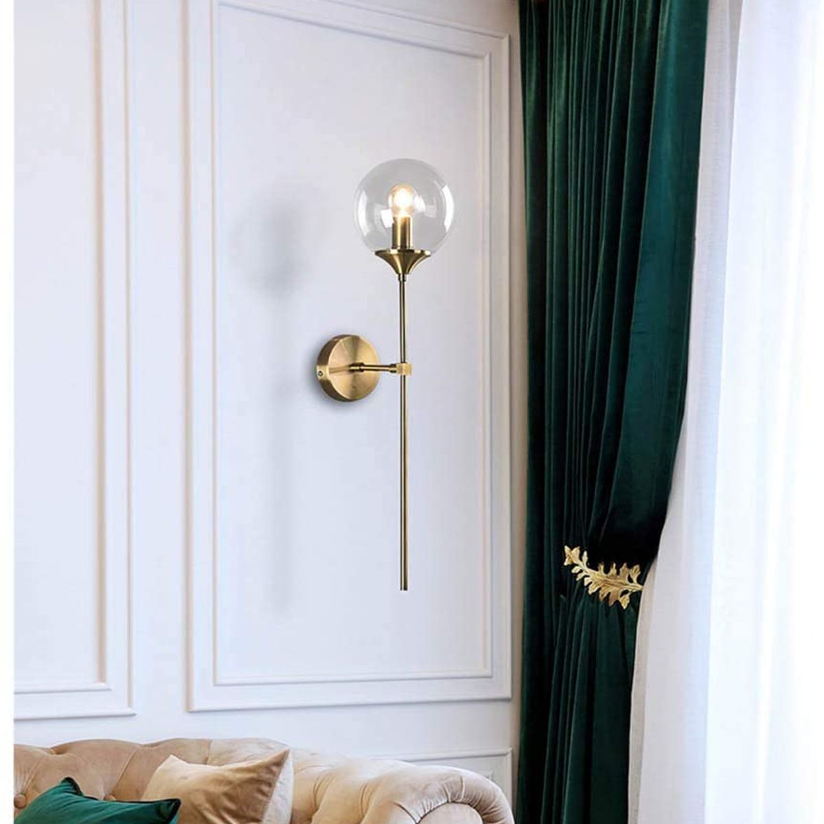 HOME NEAT - Lámpara de pared de vidrio vintage E27 Transparente