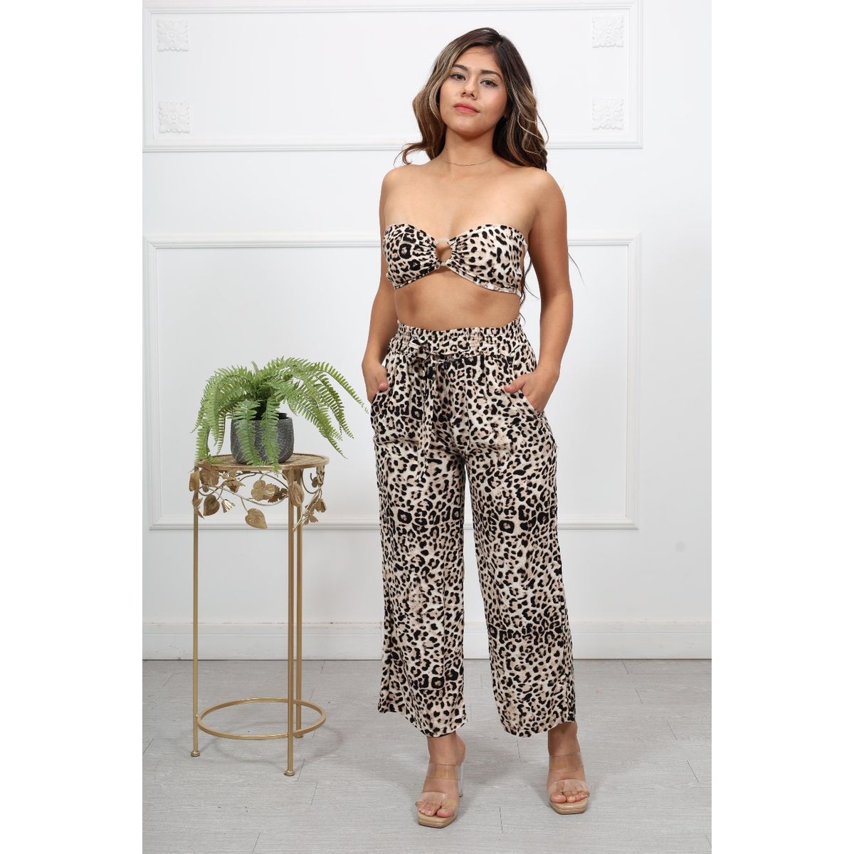 GENERICO - PANTALON PALAZZO LINO ESTAMPADO