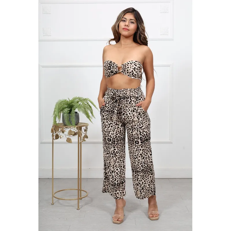 GENERICO - PANTALON PALAZZO LINO ESTAMPADO