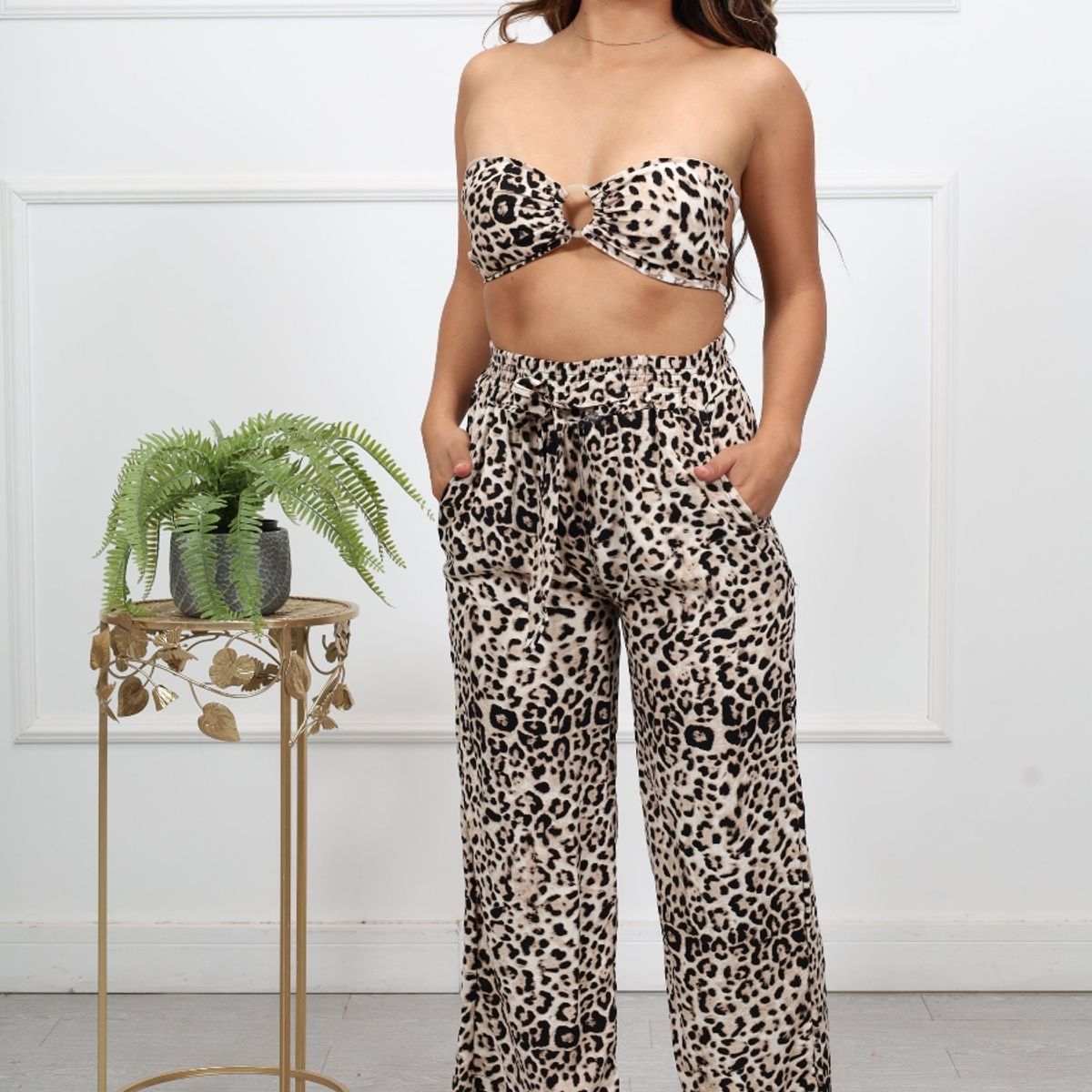 GENERICO - PANTALON PALAZZO LINO ESTAMPADO