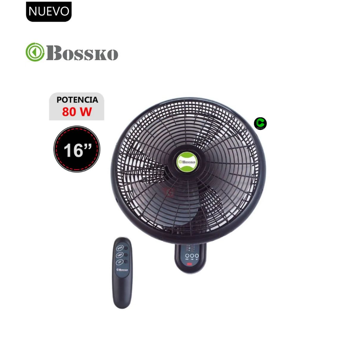 BOSSKO - Ventilador De Pared BK-8210PD 16 control remoto