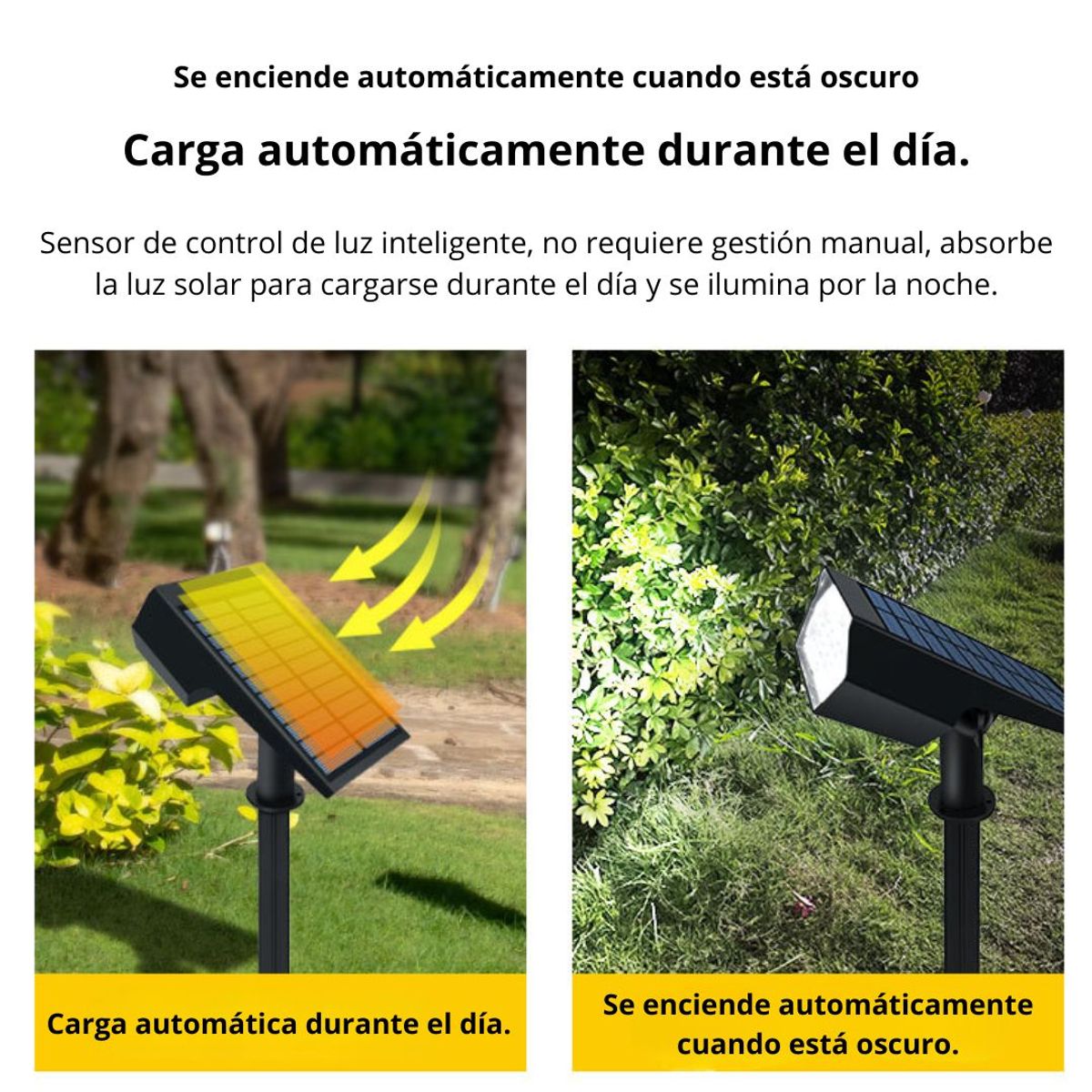 CAFINI - Lámpara Solar Exterior 24 LED IP65 Recargable para Jardín y Pared