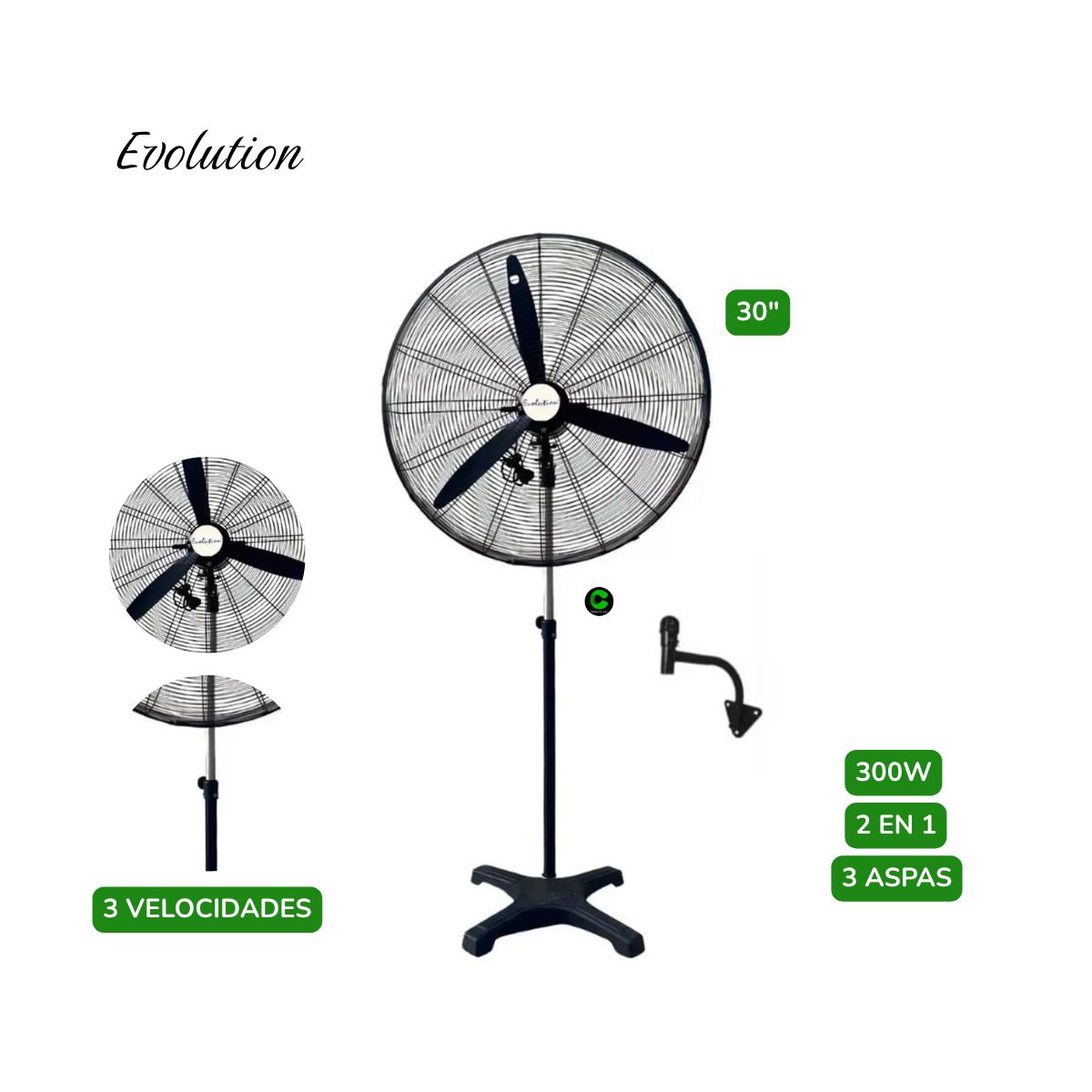 EVOLUTION - Ventilador Industrial Evolution 30" 2 en 1 300W