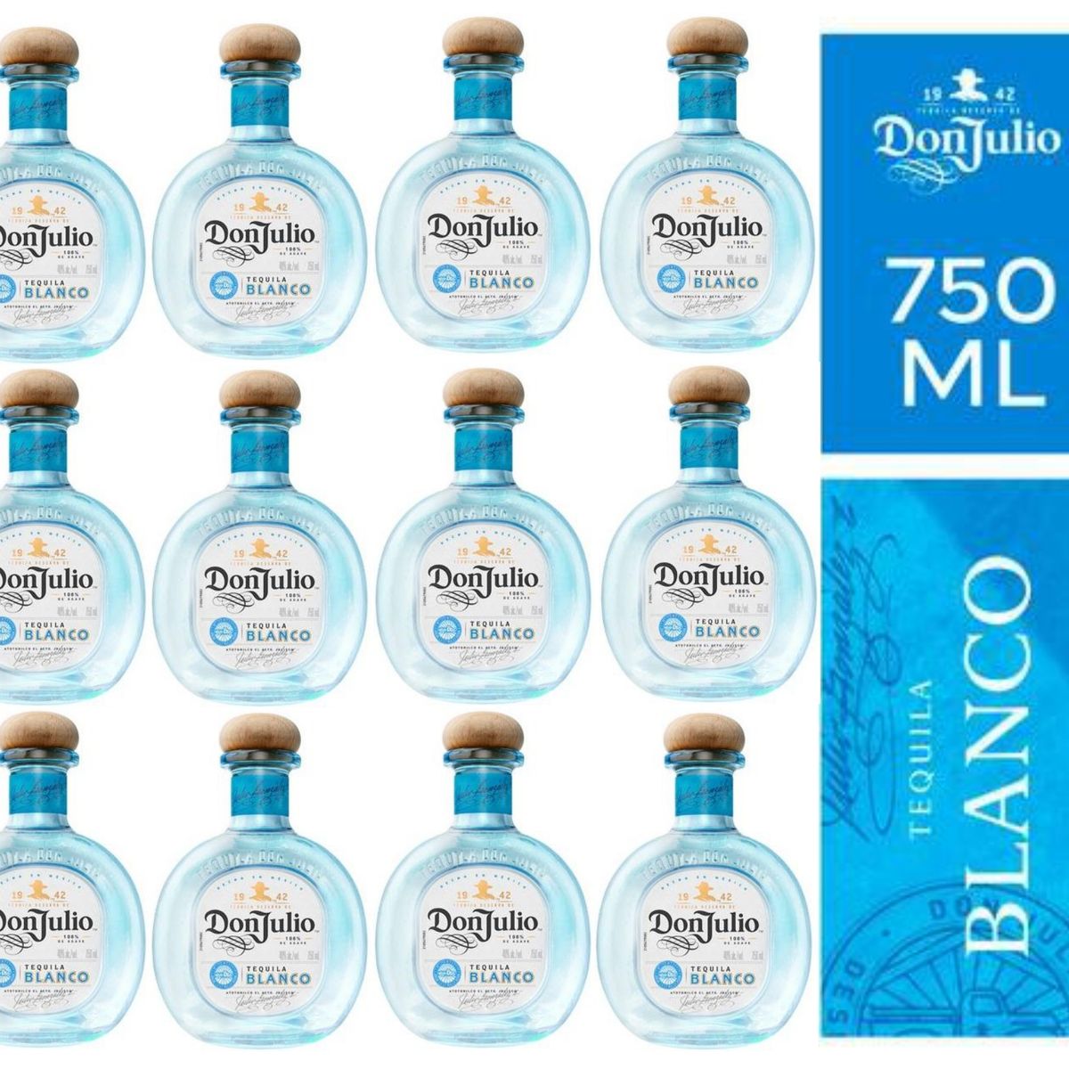 DON JULIO - TEQUILA BLANCO BOTELLA 750ML - 12 UND