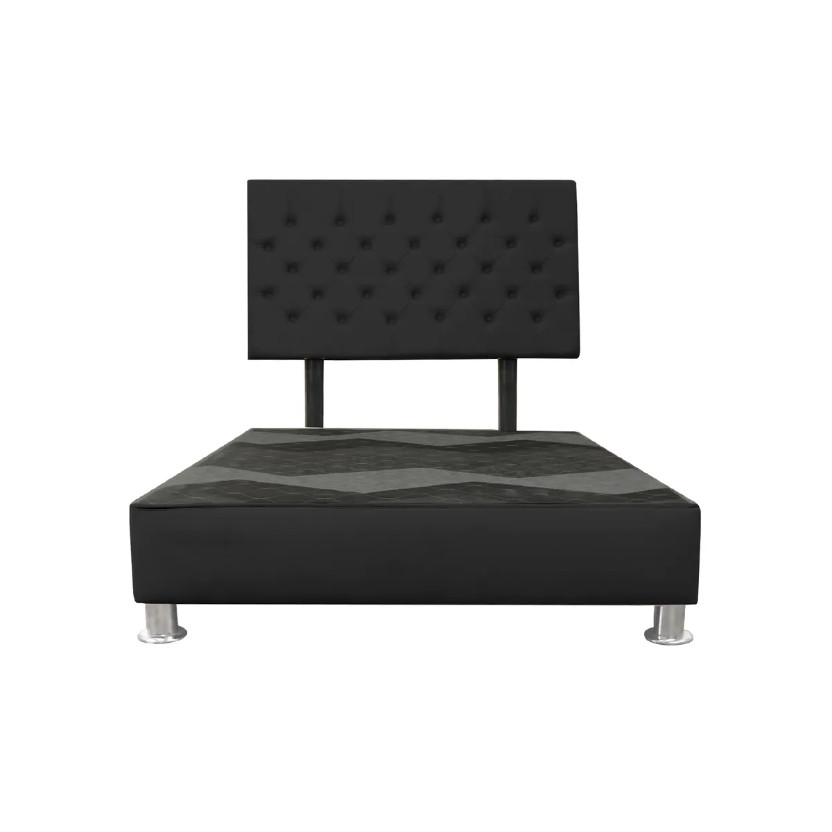 MUEBLES MACRUMO - Cama tapizada Verona - 1.5 Plz - Color Negro
