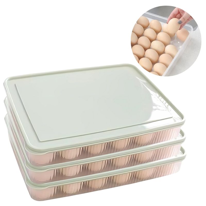 ELMEJORPRECIO - Set de 3 Táper Plano Porta Huevos Organizador para Cocina Verde