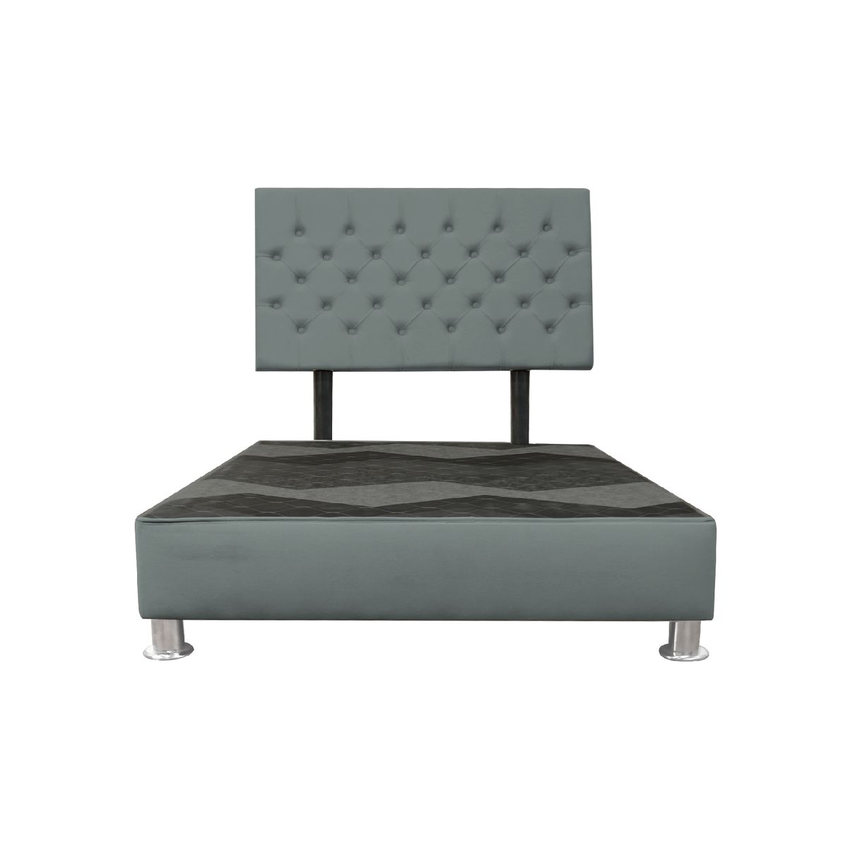 MUEBLES MACRUMO - Cama tapizada Verona- Queen - Color gris oscuro