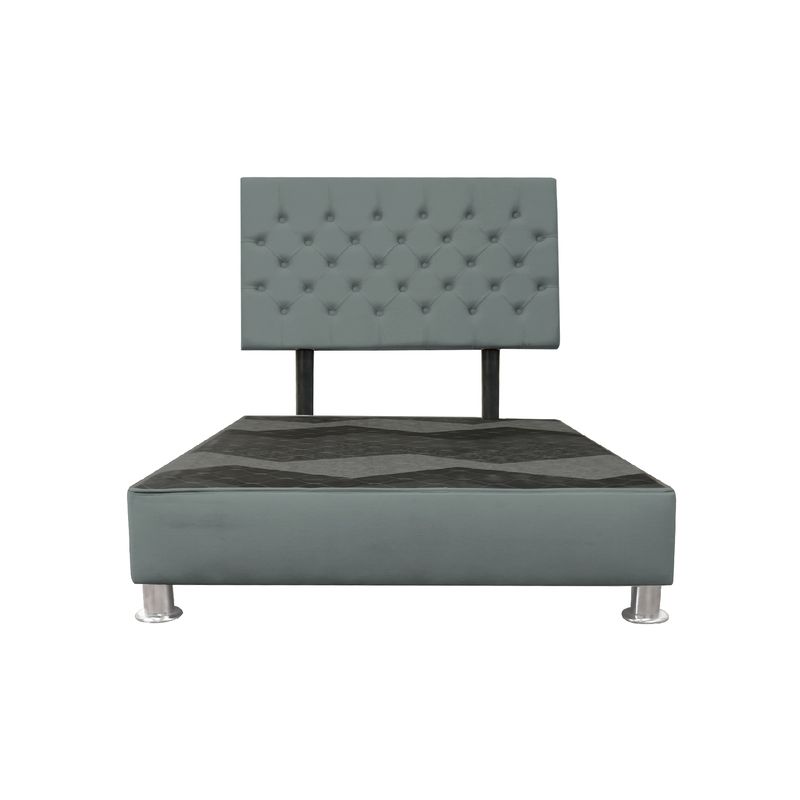 MUEBLES MACRUMO - Cama tapizada Verona- Queen - Color gris oscuro