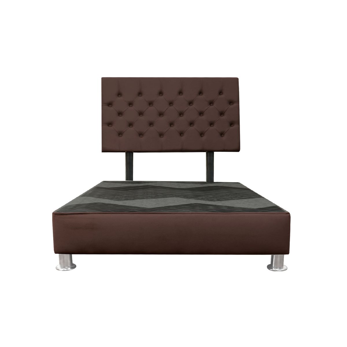 MUEBLES MACRUMO - Cama tapizada Verona - Queen - Color Marrón