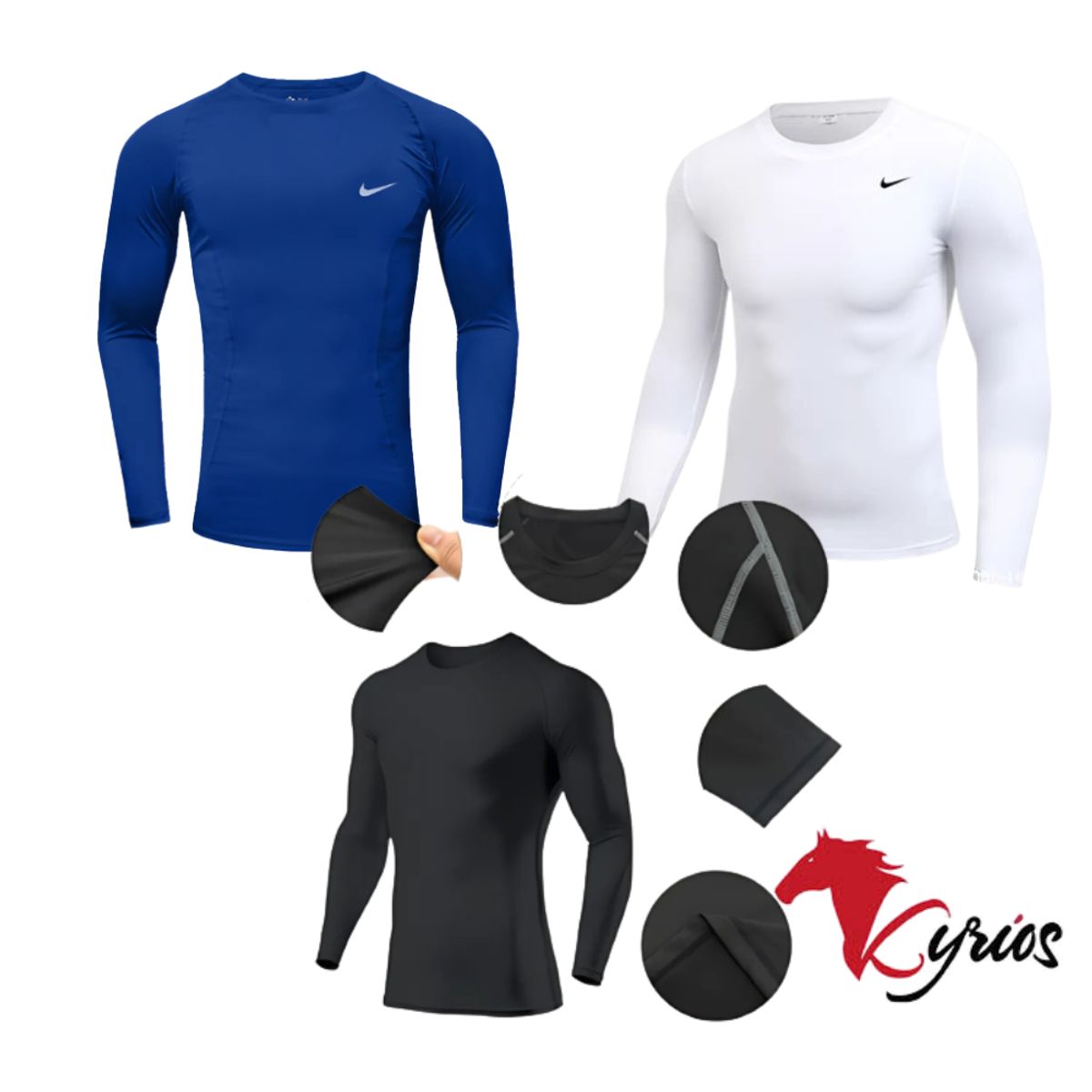 NO LOGO - Polo Manga Larga Para Hombre X3 Unidades