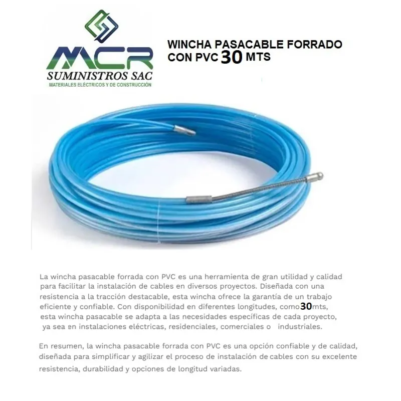GENERICO - wincha pasacable forrada con PVC de 30mts azul