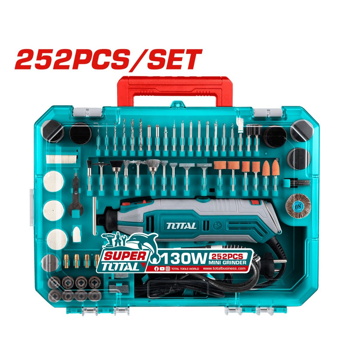 TOTAL TOOLS - Mini grinder rectificador 130w + 252 accesorios Total