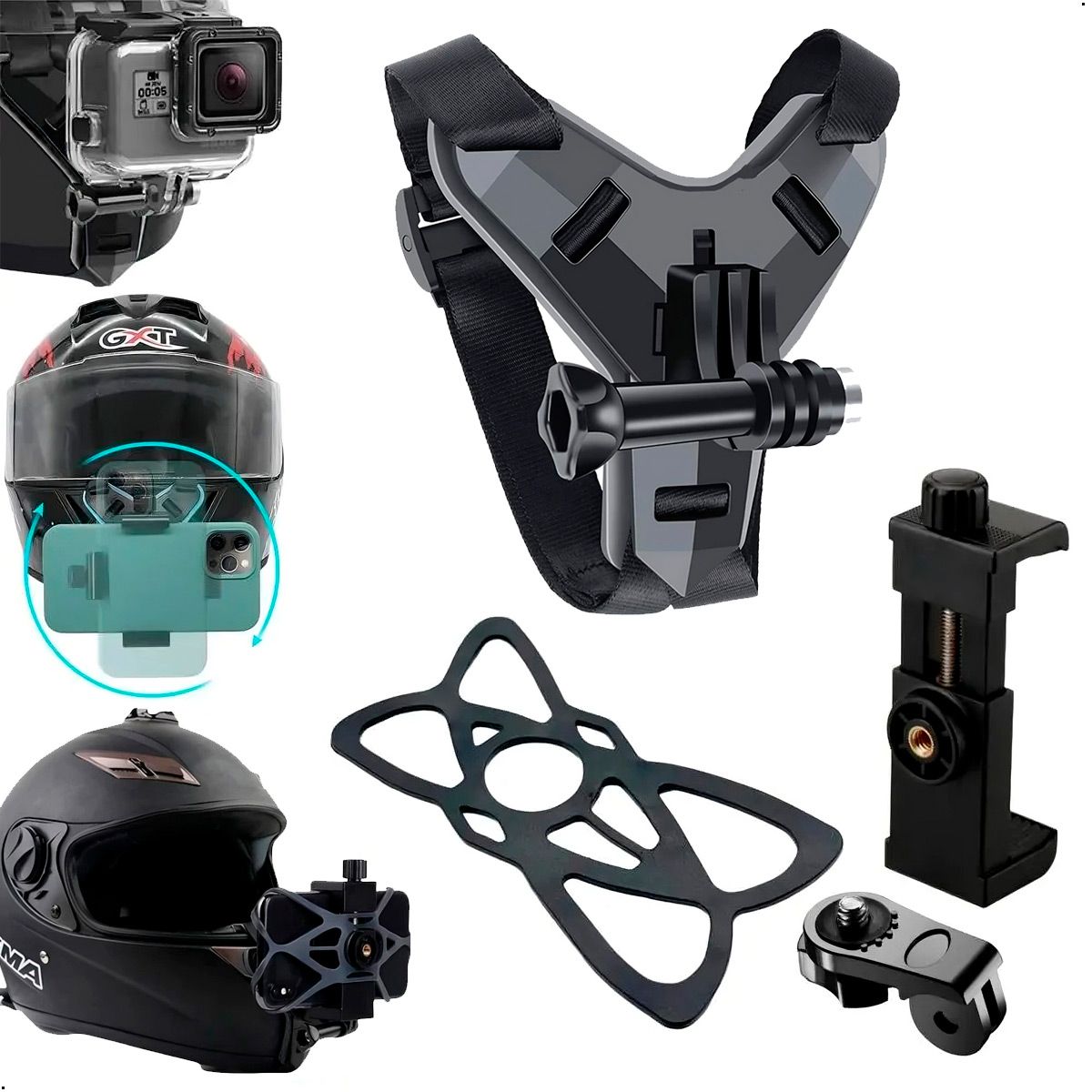 GENERICO - Soporte Camara Accion Gopro Celular Para Casco De Moto