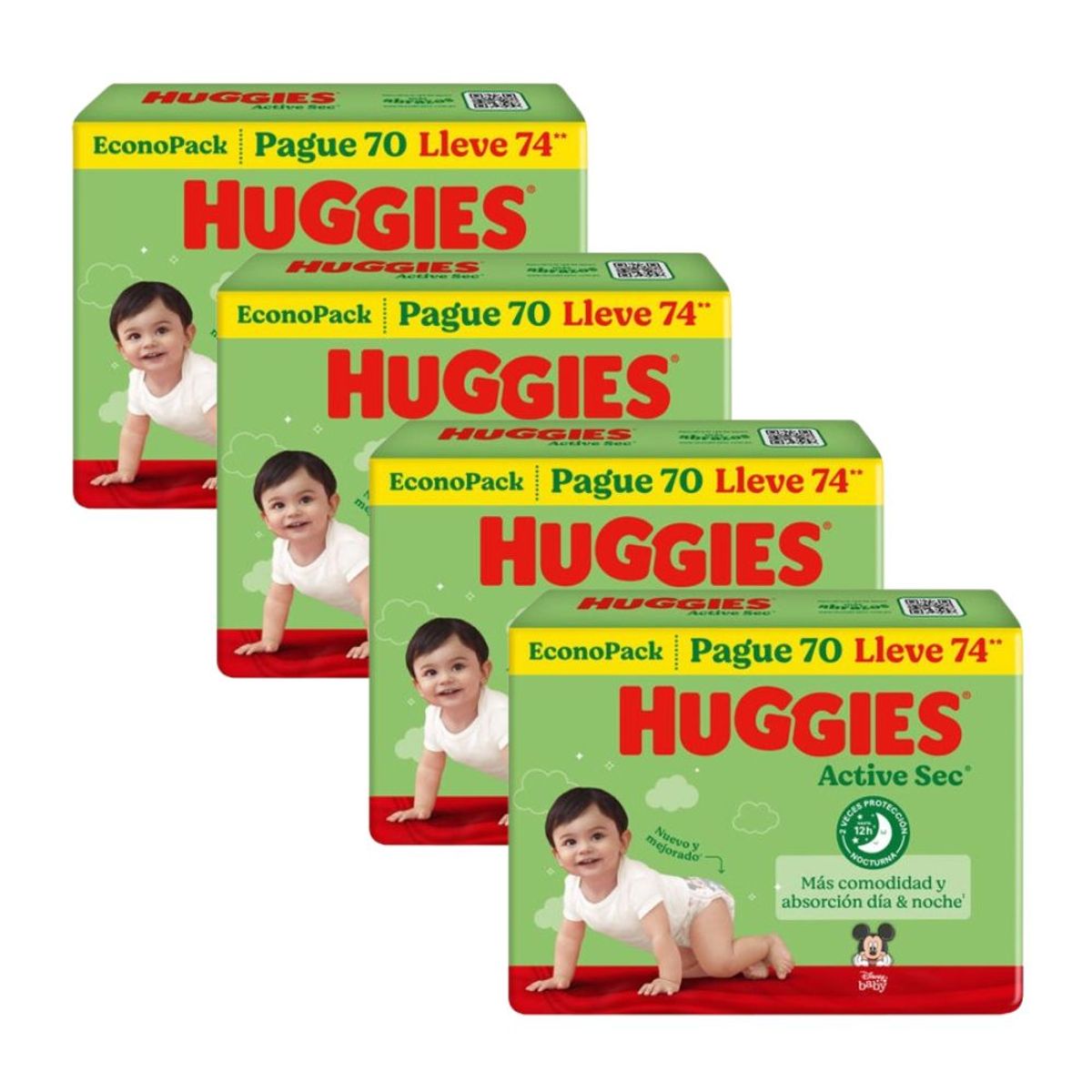 HUGGIES - PACK DE 4 PAÑALES HUGGIES ACTIVE SEC BIGPACK TALLA G X74