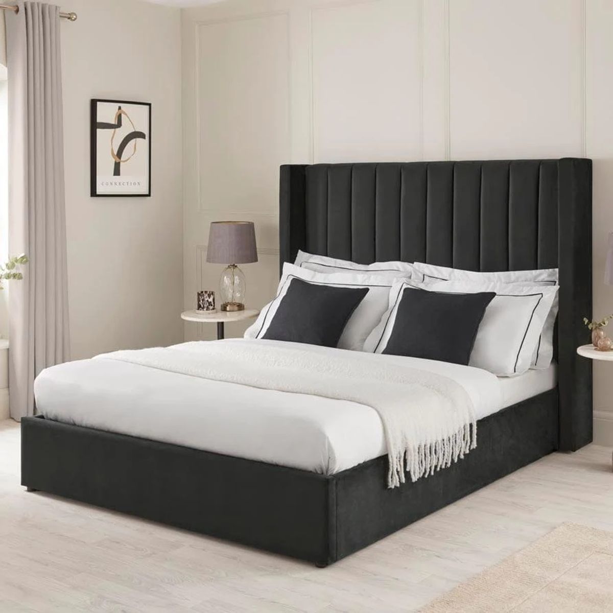 GENERICO - CAMA BOX TARIMA VASCO 1.5 PLAZAS NEGRO