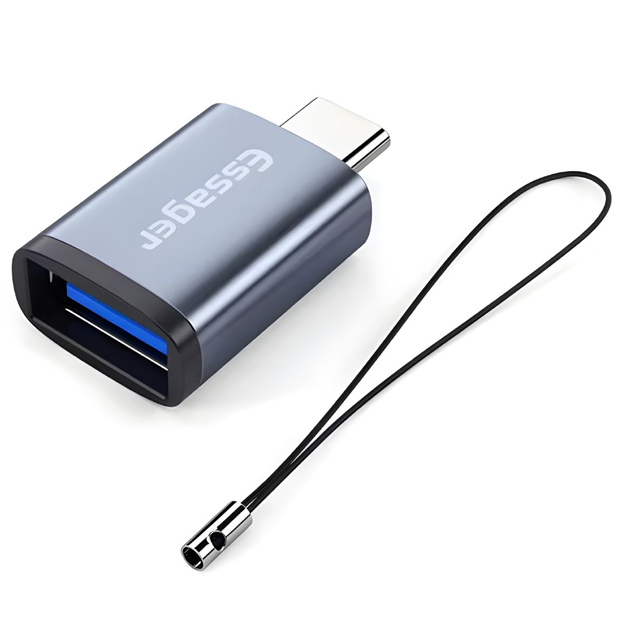 ESSAGER - Adaptador OTG Essager USB Hembra A USB C Macho Azul Acero