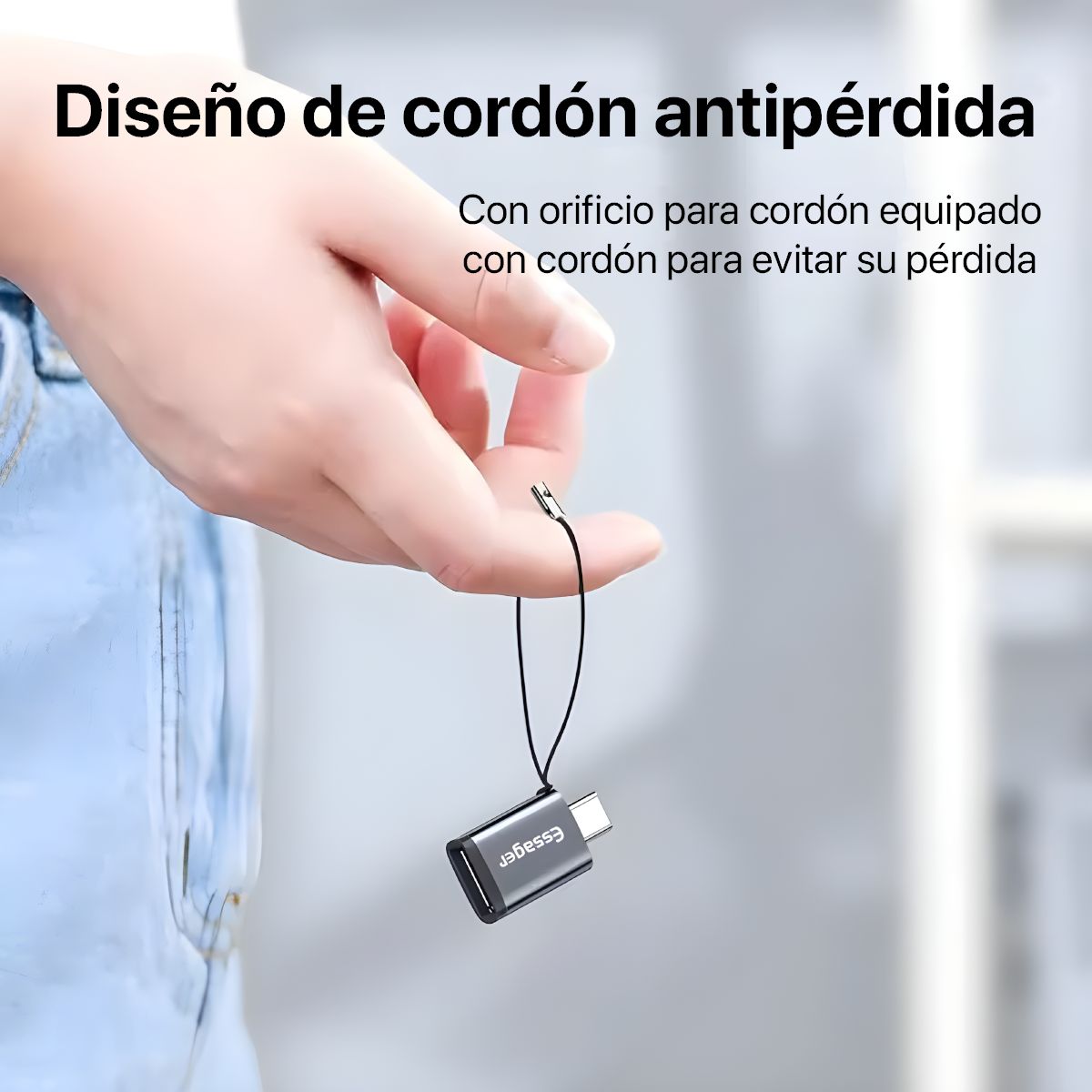 ESSAGER - Adaptador OTG Essager USB Hembra A USB C Macho Azul Acero