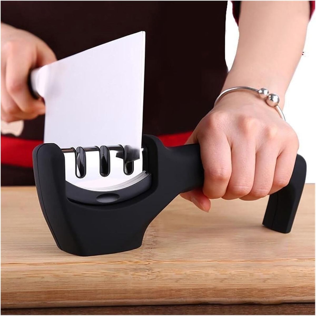 ELMEJORPRECIO - Pack De 2 Afiladores Para Cuchillos Con Mango Ergonómico Negro