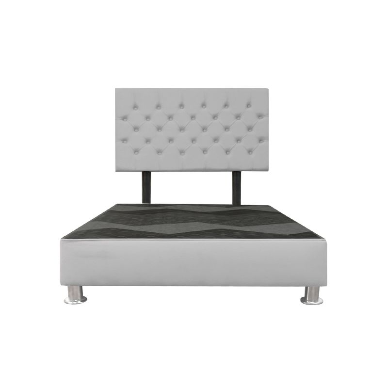 MUEBLES MACRUMO - Cama tapizada Verona  - 2 Plz - Color Gris claro