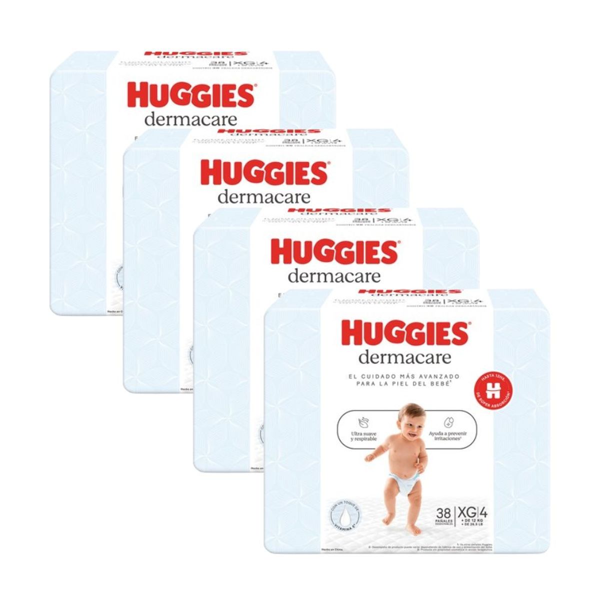 HUGGIES - PACK DE 4 PAÑALES HUGGIES DERMACARE TALLA XG X38