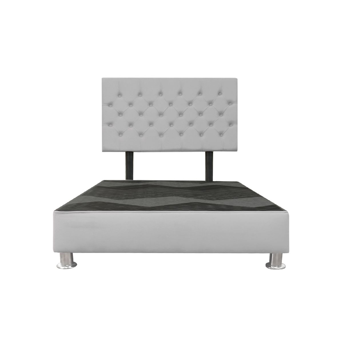 MUEBLES MACRUMO - Cama tapizada Verona - Queen - Color gris claro