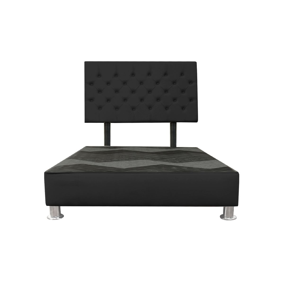 MUEBLES MACRUMO - Cama tapizada Verona  - Queen - Color negro