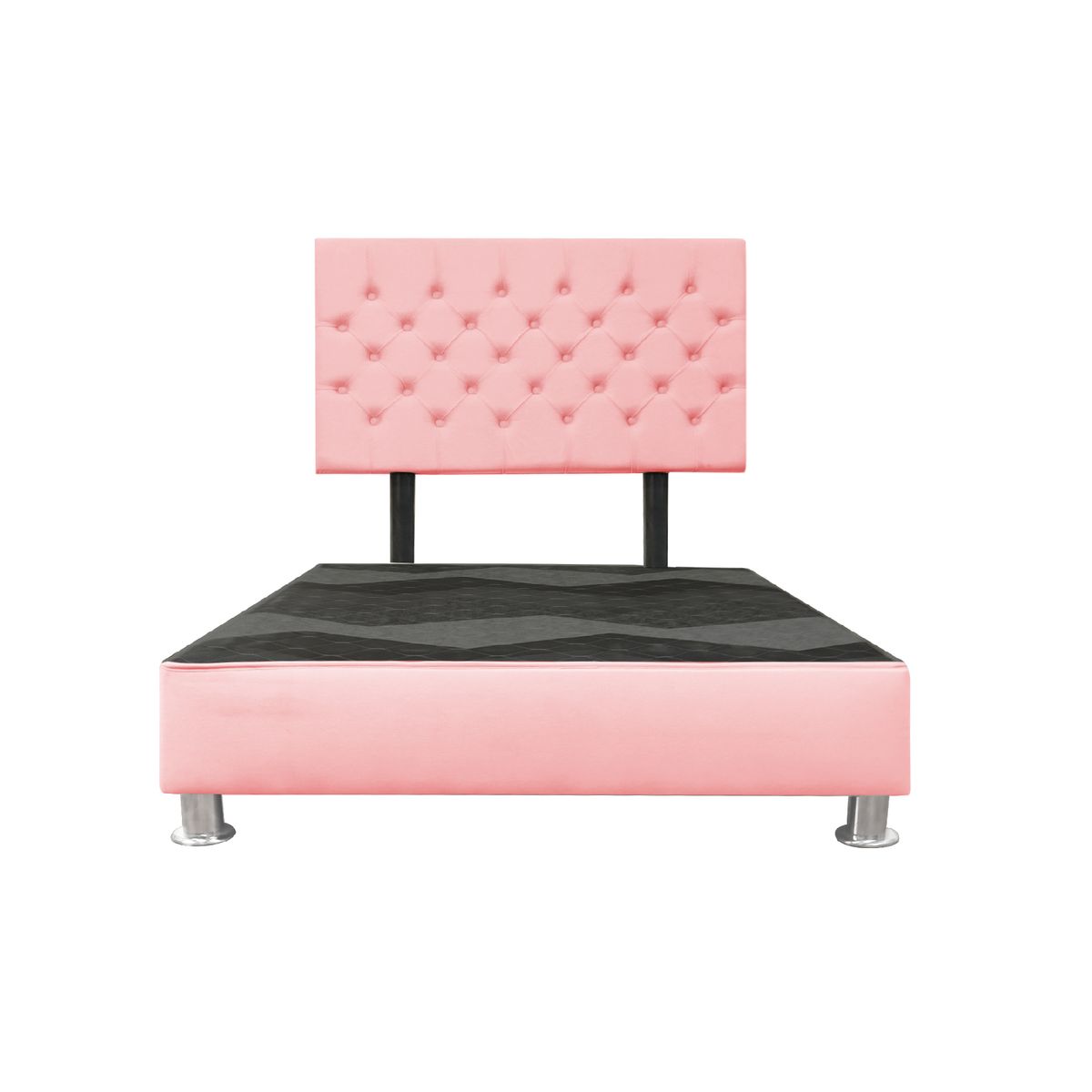 MUEBLES MACRUMO - Cama tapizada Verona  - Queen - Color rosado