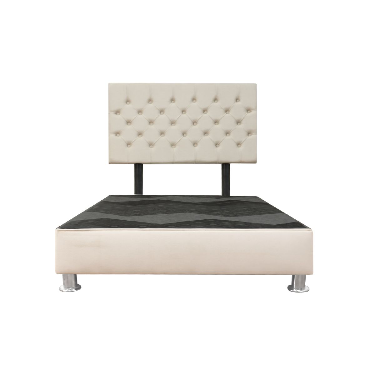 MUEBLES MACRUMO - Cama tapizada Florencia King 2 tarimas Color Beige claro