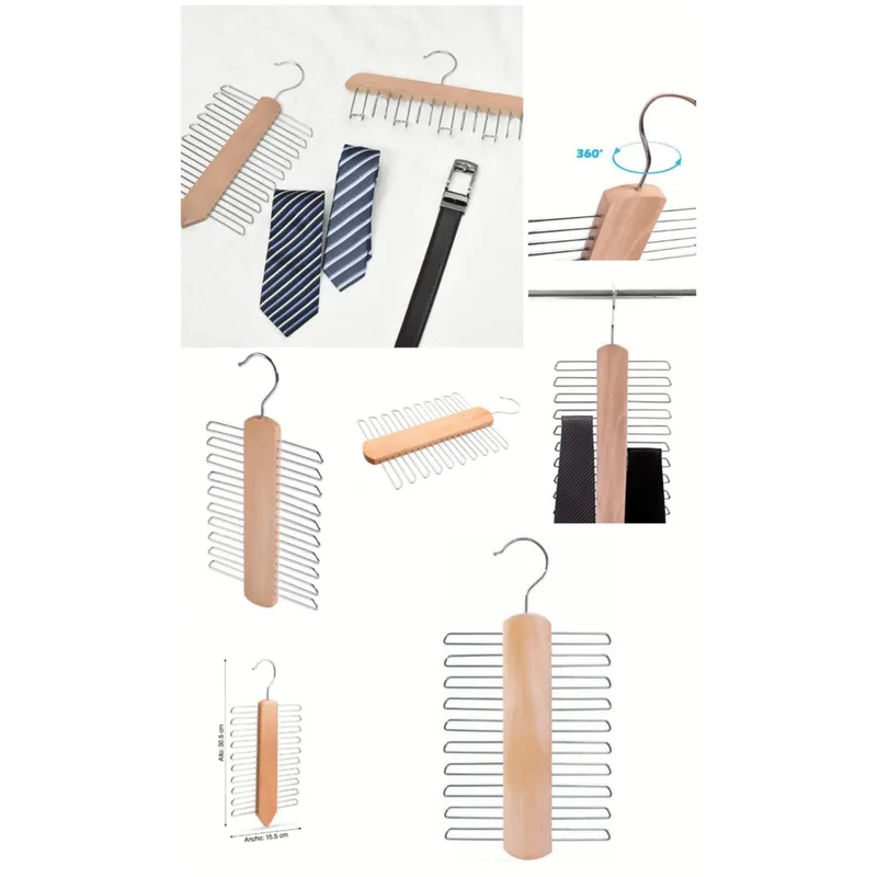 ORANGE - PACK X2 ORGANIZADOR360° DE LUJO CORBATAS Y CORREAS MADERA & ACERO INOX