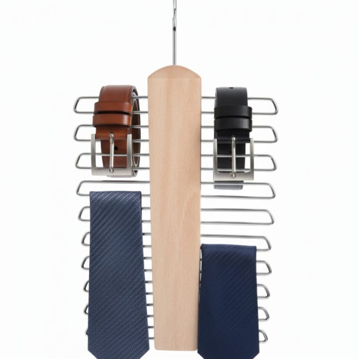 ORANGE - PACK X2 ORGANIZADOR360° DE LUJO CORBATAS Y CORREAS MADERA & ACERO INOX