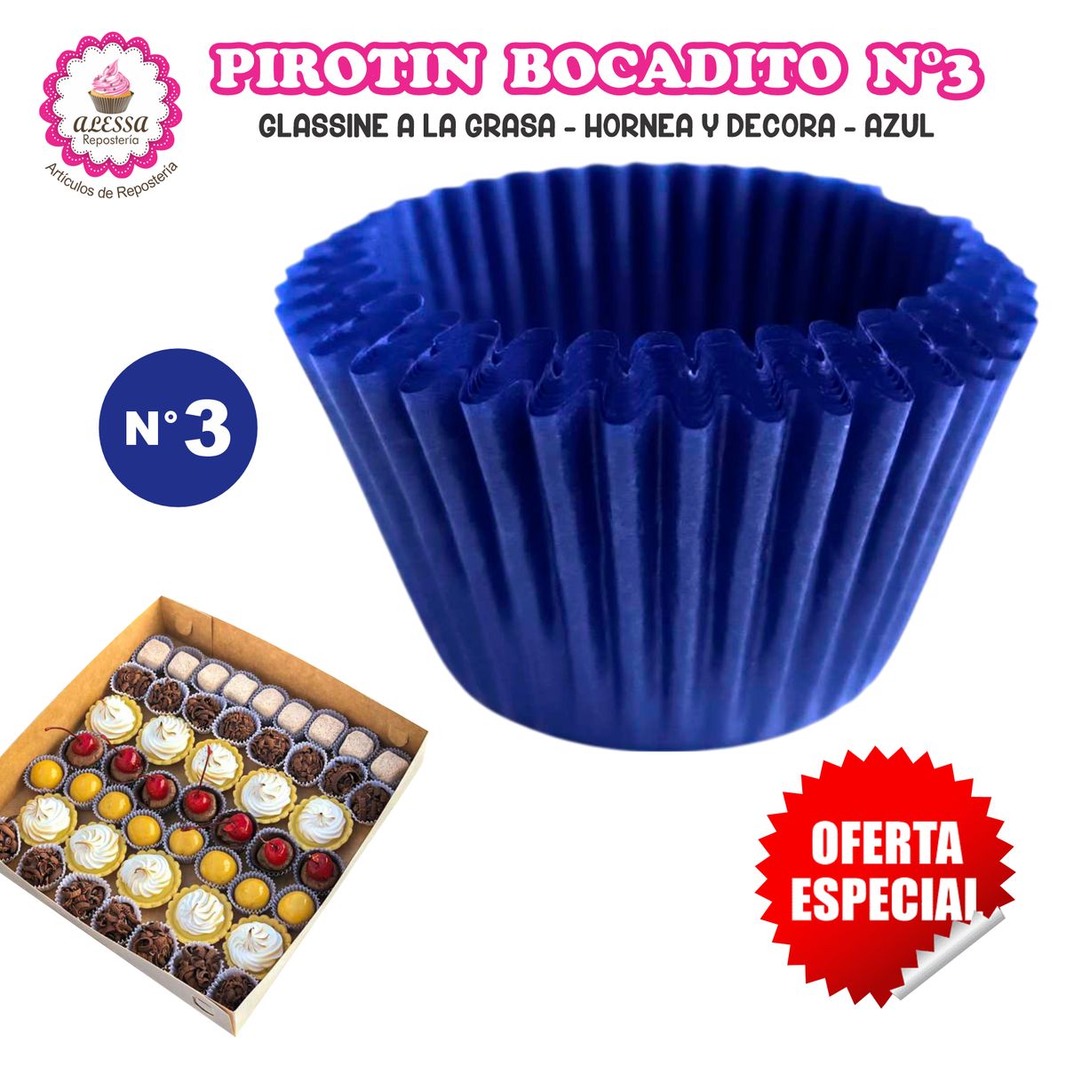 GENERICO - Pirotin Bocadito a la Grasa Horneable Azul N°3 1000 unidades