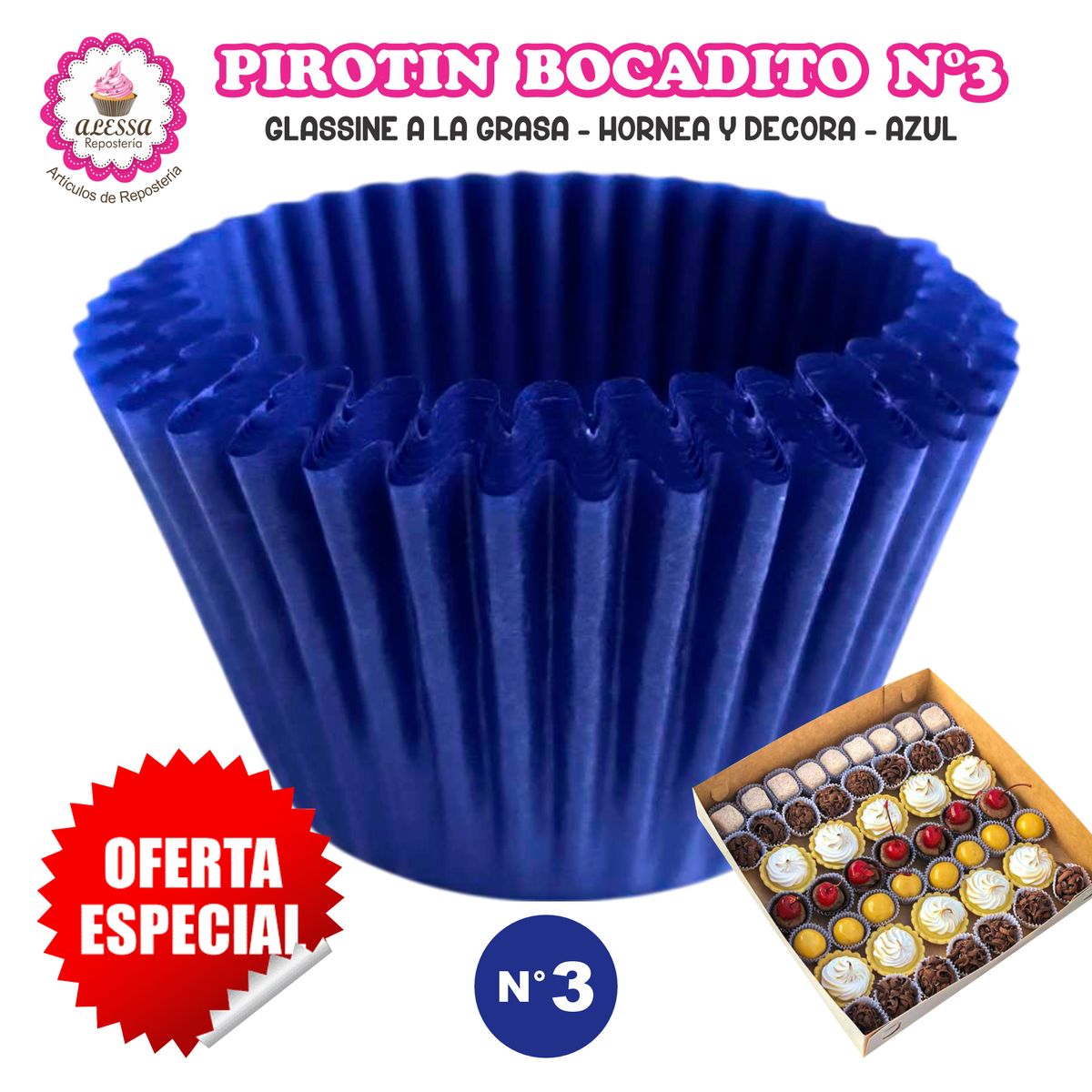 GENERICO - Pirotin Bocadito a la Grasa Horneable Azul N°3 1000 unidades