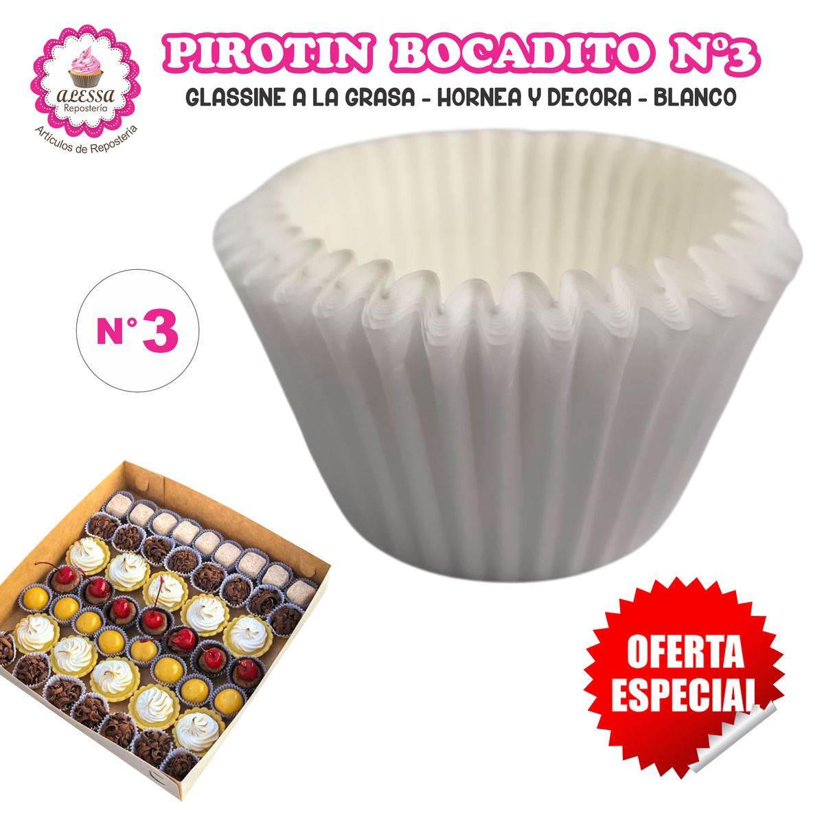 GENERICO - Pirotin Bocadito a la Grasa Horneable Blanco N°3 1000 unidades