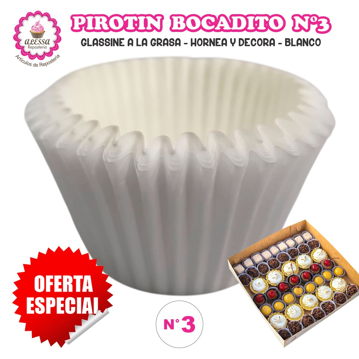 GENERICO - Pirotin Bocadito a la Grasa Horneable Blanco N°3 1000 unidades