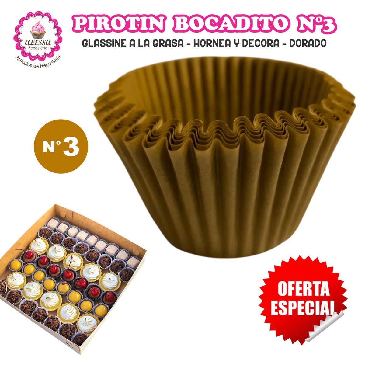 GENERICO - Pirotin Bocadito a la Grasa Horneable Dorado N°3 1000 unidades